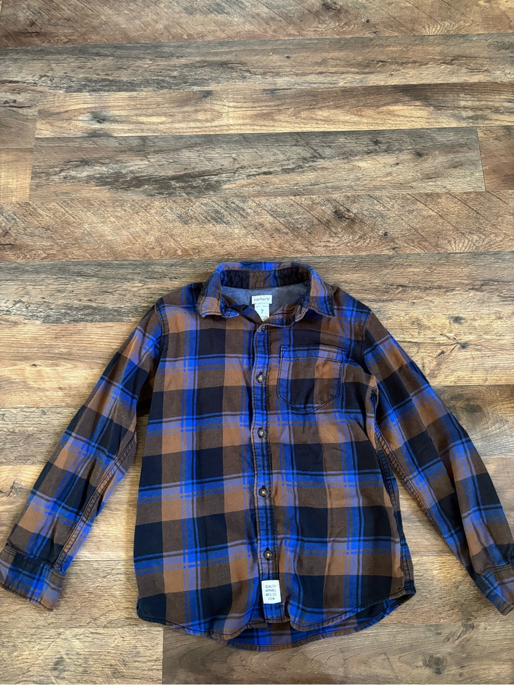 Carter's Blue and Brown Plaid Button-Down Shirt